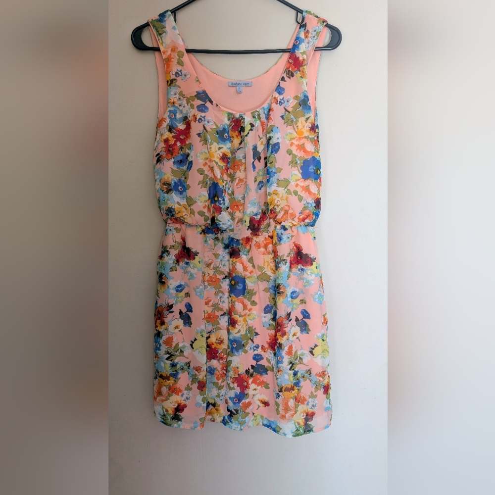Charlotte Russe Peach Floral Mini Dress, Size M